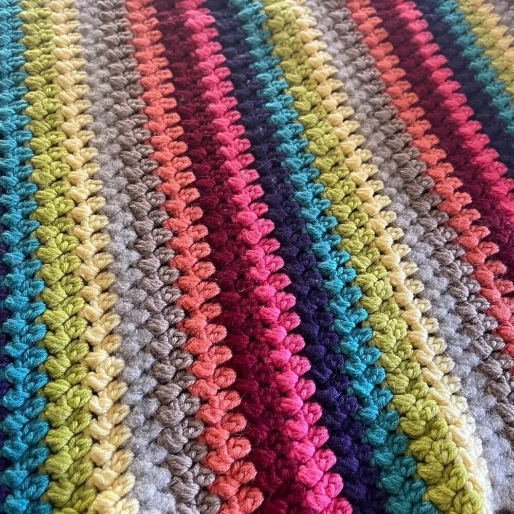 vintage handmade crochet afghan stitched baby blanket